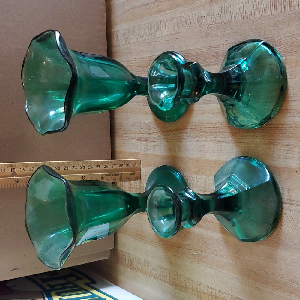 Vintage Turquoise Soda Shop Parfait Glass pair, Anchor Hocking - Picture 2 of 2